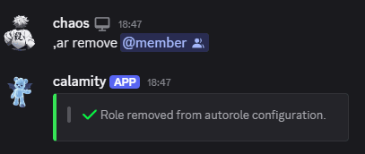 Example of removing an autorole