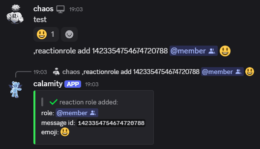 Adding a reaction role mapping