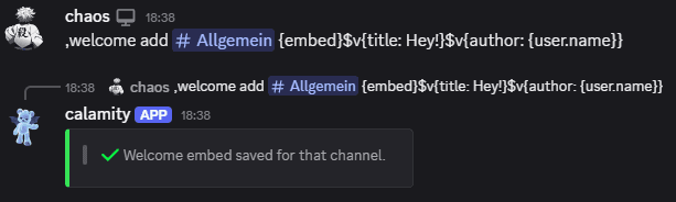 Example of adding a welcome embed